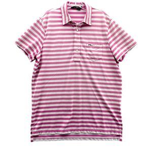 RLX Ralph Lauren Shirt M Pink White Striped Stretch Polo Golf Outdoor Preppy Men